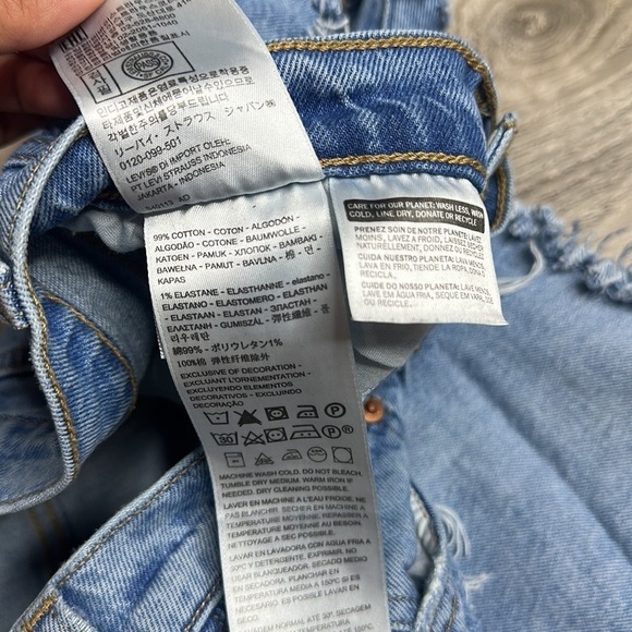 Levi’s High Rise Wedgie Straight Denim Shorts Distressed Light Wash Women’s 27 - Picture 10 of 10